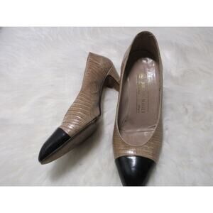 Bruno Magli Pumps Heels Snakeskin / Black Shoes 5.5 B Italy Bologna